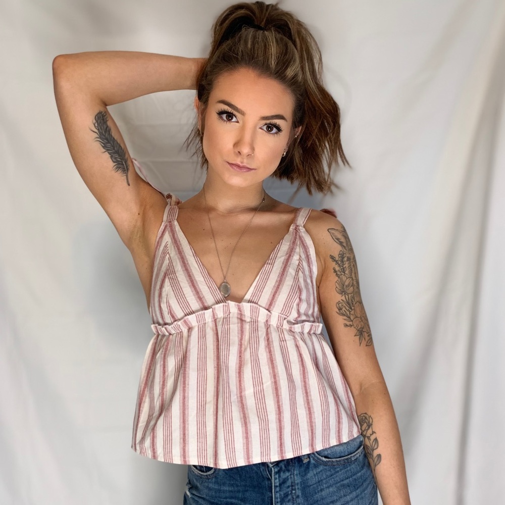 SHEIN- Red & white striped tank top. Size XS.